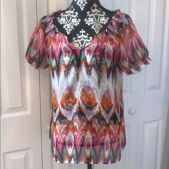 Lucky Brand Multi-Colored Top Size Large - Picture 1 of 7